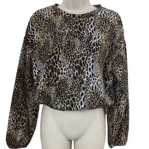 Zara Trafaluc Cropped Cheetah Print Lightweight Knit Sz S